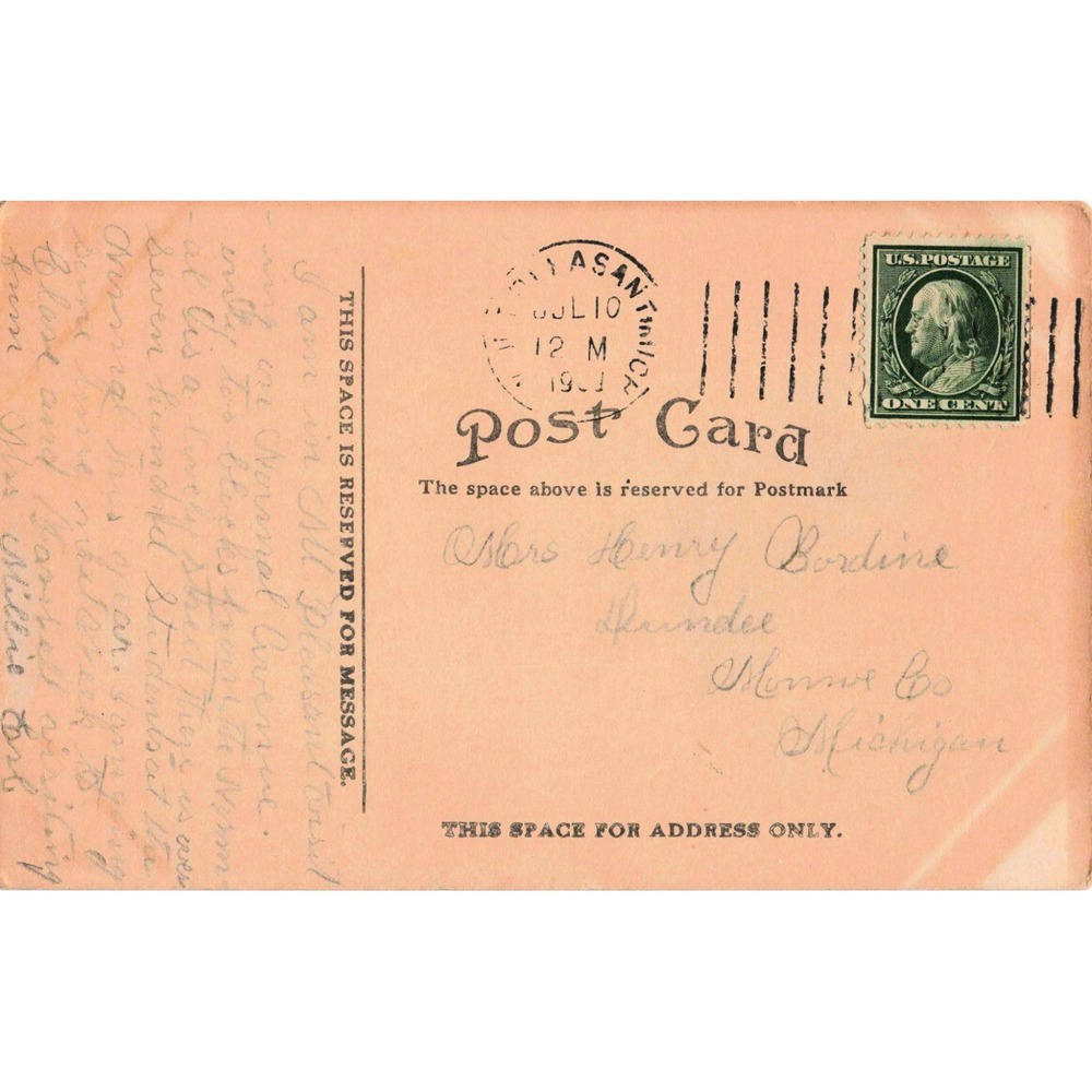 Mt Pleasant Michigan MI Postcard Riverside Cemetery Vault & Terrace PO Taylor - Picture 2 of 2